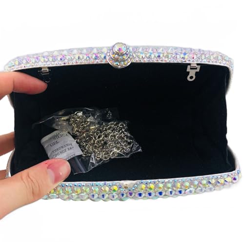 Image of Boutique De FGG Mini Crystal Clutch Purse for Women Formal, Spikes Rhinestone Clutch Evening Bag, Wedding Party Handbag