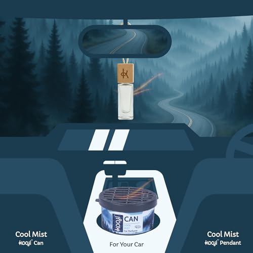 Image of Kooji Can Car Perfume + 5ml Car Hanging Perfume Pendant (Free) - Cool Mist Scent - Long-Lasting, Alcohol-Free, Oud & Saffron Oriental Fragrance - For Car, Home, or Office Use - Lasts Up to 60 Days