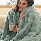 Bedsure GentleSoft Fluffy Fuzzy Sage Green Throw Blanket, Soft Cozy Fleece Faux Fur Blanket for Couch, Spring Green Decor Minky Velvet Bed Cover, Thick Warm Plush Women Men Birthday Gifts