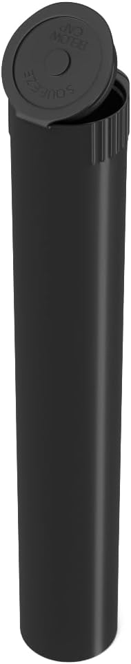 1000 Count - 116mm Biodegradable Plastic Squeeze Pre-Roll Tubes – Child Resistant & Sustainable - Water Resistant - Smell/Odor Resistant - Air Resistant - BPA Free (Black)