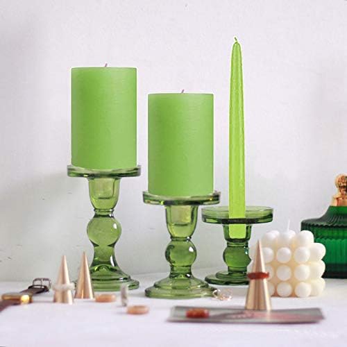 Miniatura 2 de KiaoTime Juego de 3 candelabros de cristal verde para decoración de boda