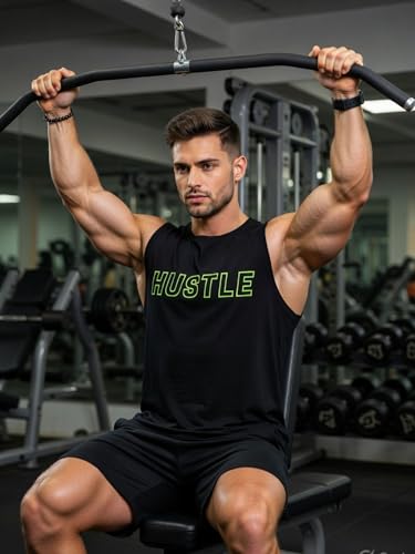 Image of 3Colours RGB Men's Active Wear Sleeveless Tank top, Gym Vest, Leisure wear CCUT Hustle