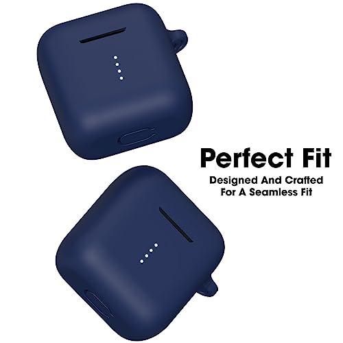 Image of Sounce Compatible with Boat Airdopes 141, Soft Silicone Skin Case Cover Shock-Absorbing Protective Case with Keychain [Front LED Visible] - Blue