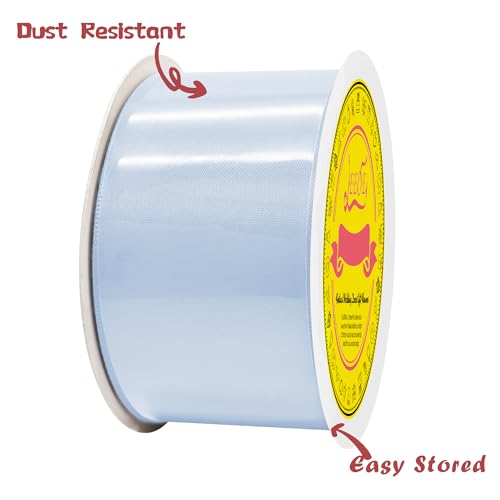 Image of Double Face Blue Bell Satin Ribbon 2 Inch x 25 Yards Polyester Ribbon for Gift Wrapping Easter Weddings Party Decorations Hair Bows Invitations
