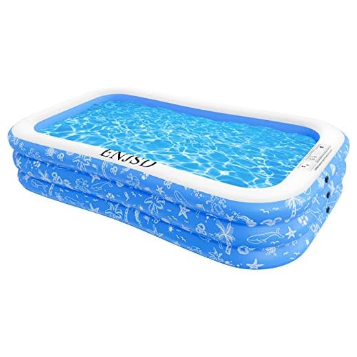 ENJSD Family Inflatable Swimming Pool,118" X 77" X 22" Full-Sized Large Lounge Thicker Pool for Kids, Adult, Toddlers Ages 3+, Blow up Pools Above Ground Outdoor, Garden, Backyard, Summer Water Party