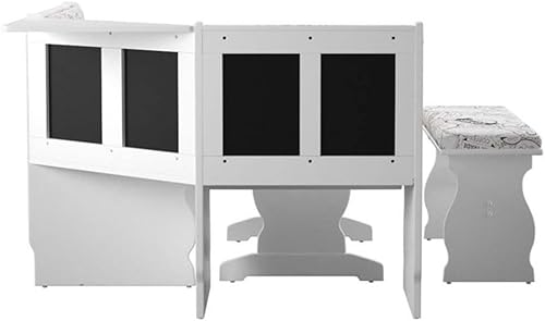 Miniatura 9 de Riverbay Furniture Juego de comedor de esquina tapizado de madera y tela de transición con mesa, banco y unidad de esquina, requiere montaje alguno,