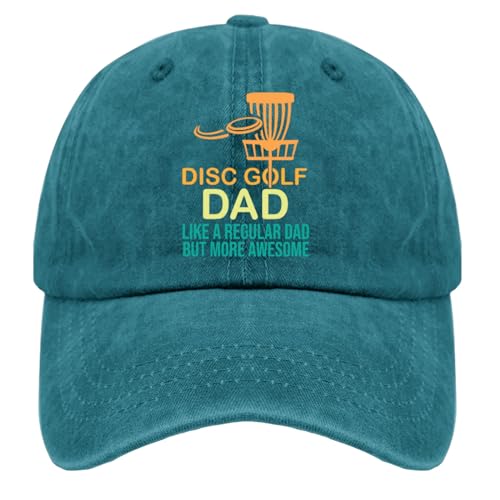 MZCUEC Disc Golf Dad Like A Regular Dad Vector Dad Disc Golf Hats for Men Baseball Cap Low Profile Washed Cyan Blue