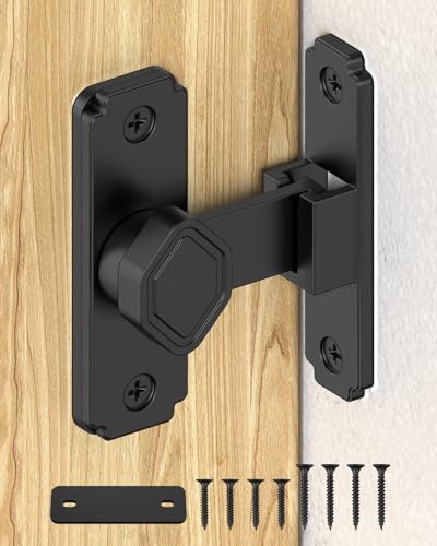 SecureLatch 90 Degree Flip Barn Door Lock Small Right Angle Lock Latch Sliding Door Latches for Cabinets Bathroom Barn Shed Garden Window - Safety & Privacy Hardware (Black-1PC)