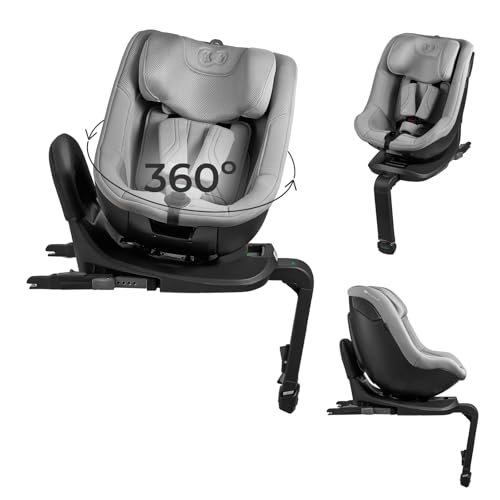 Kinderkraft I-GUARD PRO i-Size silla de coche 61-105 cm, giratoria 360°, ISOFIX, pata de apoyo, arnés de 5 puntos, Gris