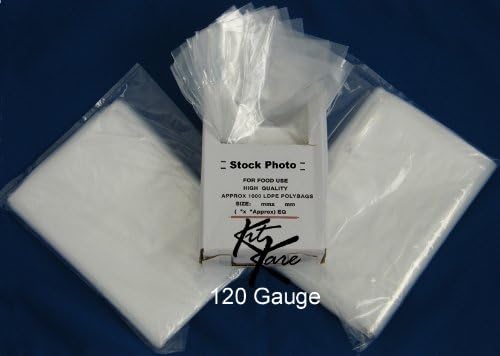 1000 Clear Polythene Plastic Bags 250x300mm (nearly 10" x 12") 120 Gauge, 30 micron