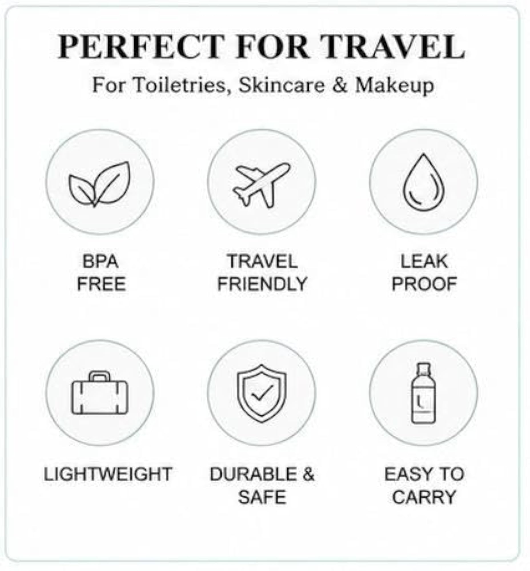 Travel Toiletry Bottle Set, Refillable Containers