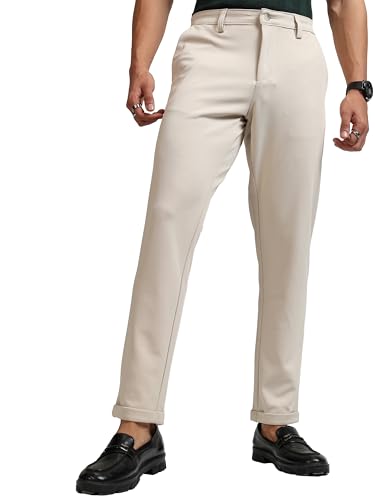Image of Highlander Men's Slim Fit Formal Trousers | Ankle Length | Smart Chinos for Men | Comfortable Fabric for Daily Work & Formal Occasions