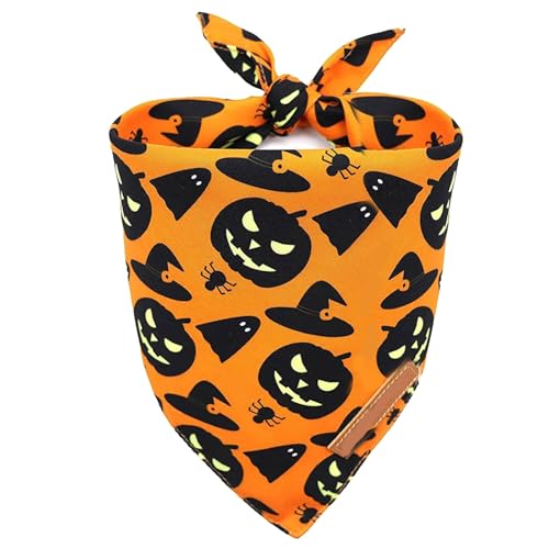 ホリデー ペット バンダナ コスチューム アクセサリー ハロウィン プリント付き 洗濯機で洗える 通気性の布 小型大型犬用 生地 ペットよだれかけ