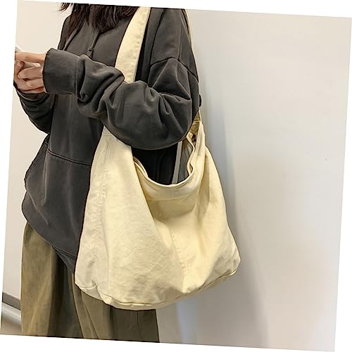 Sac bandoulière en toile femme grand format blanc pour la plage et les voyages - 4