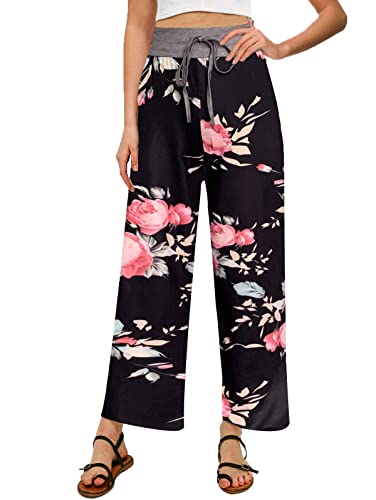 Image of NEWCOSPLAY Women's Comfy Pajama Pants Casual Drawstring Palazzo Lounge Wide Leg Pants
