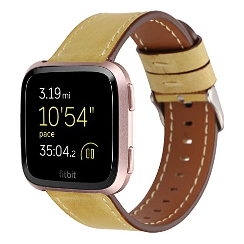 TryBest Strap Compatible with Fitbit Versa Lite, Women Girl Strap Leather Replacement Strap Adjustable Sport Wrist Band Compatible with Fitbit Versa/Versa 2/Versa Lite