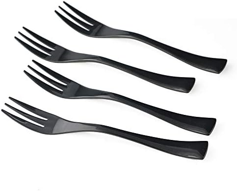JANKNG 4-Pieces 18/10 Stainless Steel Serving Spoon Fork Set, Mirror Polishing Black