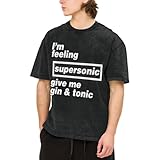 Unisex Oasiss-Liam Singer Gallagher T-Shirt Baumwolle T-Shirt Antik Waschverfahren Abgesenkte Schulter Kurzarm für Büro Wochenenden und sportliche Aktivitäten