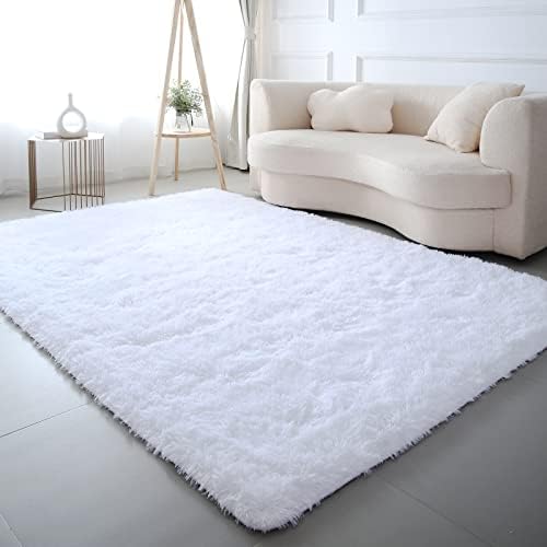 7x10 Area Rugs for Living Room: White Shag Area Rug 7 x 10 Carpets for Living Room - White Area Rug Modern Indoor Soft Shaggy Fuzzy Floor Carpet - Rugs for Bedroom,Living Room (White/7x10 Feet)