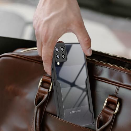 Image of A rtistque Clear Hard Transparent Acrylic Armor Back Cover Case for Samsung Galaxy M42 5G | Shockproof TPU Edge Protection | Slim Protective Design | Samsung Galaxy M42 Back Cover - Black