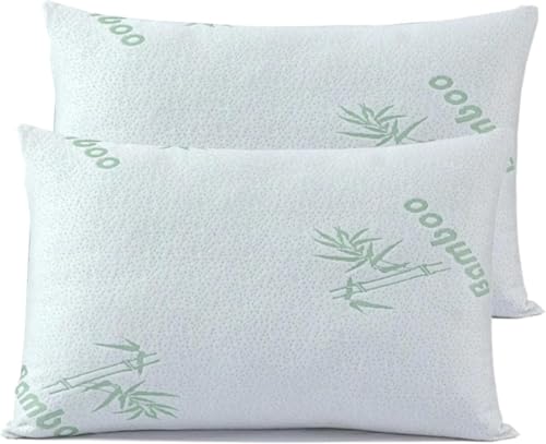 Gallant Global Luxury Bamboo Pillow Pack of 2 | Ultra Plush & Soft Hollowfibre Filling | Medium Firm Support for Comfortable Sleep | Breathable Anti-Allergy Pillow for Side Back & Stomach Sleepers