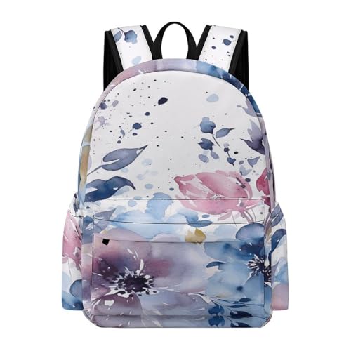 Floral Watercolor Painting Printed Backpack Water-Resistant Pack Stylish Bag Lightweight Travel Backpack
