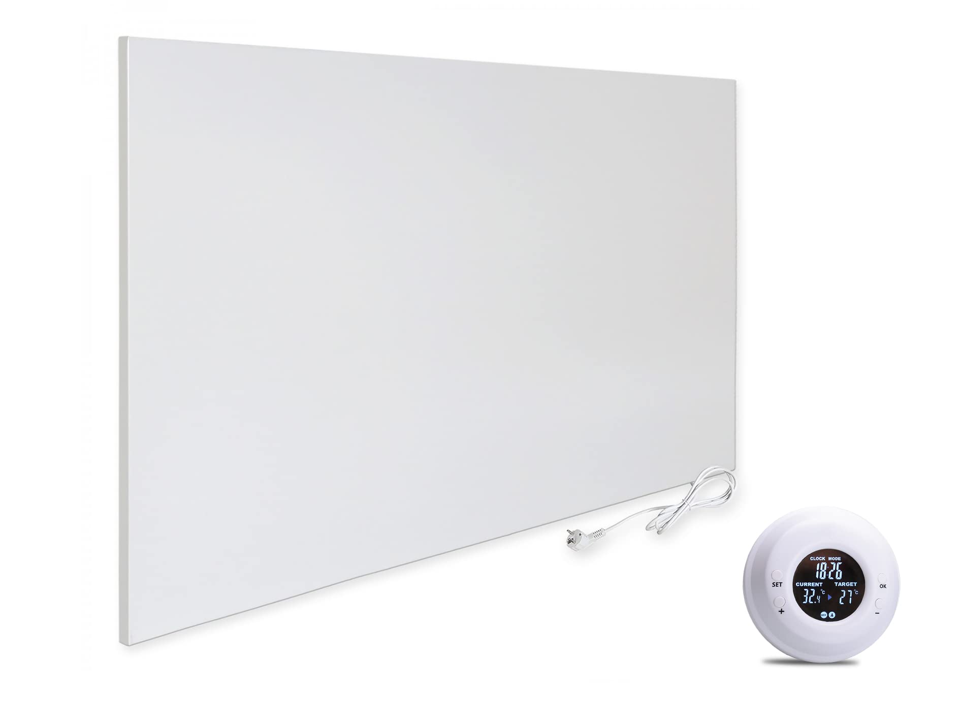 VIESTA® H900 Riscaldamento a infrarossi 900 W – Pannello 75×120 cm, Carbon Crystal, senza cornice, parete/soffitto, IP20, TÜV/GS, protezione surriscaldamento, incl. termostato wireless TH20