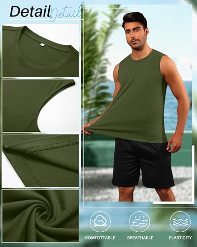 Neer 4 Pack Men's Big & Tall Tank Tops, Sleeveless Cotton Crew Neck T Shirts Casual Classic Shirts Muscle Quick Dry Tees 6