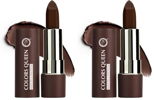 Image of Colors Queen Lippie Creamy Matte Lipstick | Single Swipe Application, Long Lasting & Highly Pigmented | Lightweight Lipstick for Women Infused with Jojoba Oil and Vitamin E (04 - Hot Chocolate, 5g)