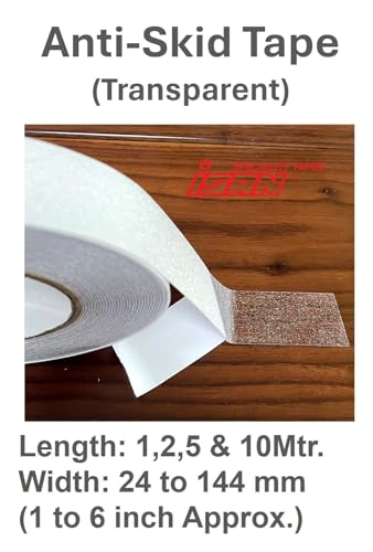 Image of ISAN Anti Skid Tape, Width 24mm (1 inch Approx.) Anti Slip Translucent /Transparent Tape for Stairs, Length 10 Mtr, 1 Pc.
