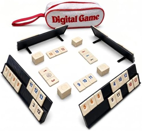 WYSWYG Rummy Cup Reisespiel – Romme Set mit 106 Spielsteinen & 4 Racks | Gesellschaftsspiel für 2–4 Spieler | Kompakt inkl. Leinentasche & Anleitung | Reisen & Geschenk