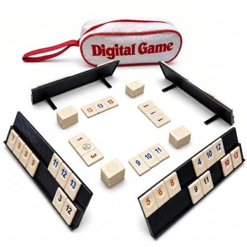 WYSWYG Rummy Cup Reisespiel – Romme Set mit 106 Spielsteinen & 4 Racks