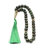 Besot Asbih Islamische Gebetsperlen, Tasbeeh, Sibha, Muslimische Mala, Misbaha, Tesbih, Dhikr-Perlen, Zikr-Perlen, Sorgenperlen, Gebetszähler, arabische Quasten-Armband, 33 StückGlas (Grün)