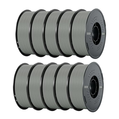 Image of Kingroon PLA Filament 1.75mm Bundle 10KG, 1kg Per Spool 10 Pack, Smooth Printing 3D Printer Filament Bulk, Dimensional Accuracy, + /- 0.02mm Tolerance, Grey