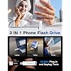 256GB Phone Flash Drive Photo Stick, USB Memory Stick for Photo Video Backup & Storage, No APP Required, Compatible with iPhone iPad Android PC, Bright Silver