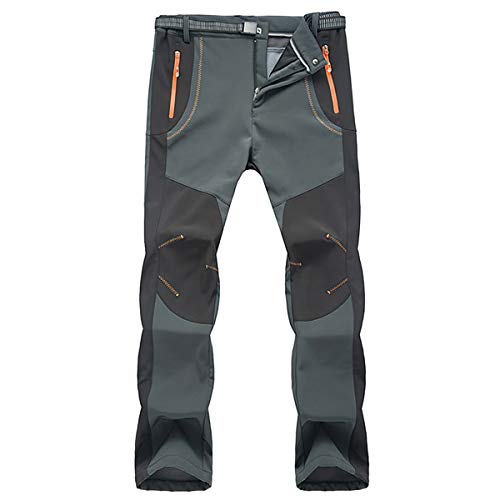 GooDoi Hombres Impermeable Fleece Forrado Senderismo Pantalones Invierno Cálido Caminar Escalada Pantalones De Pesca Pantalones De Carga