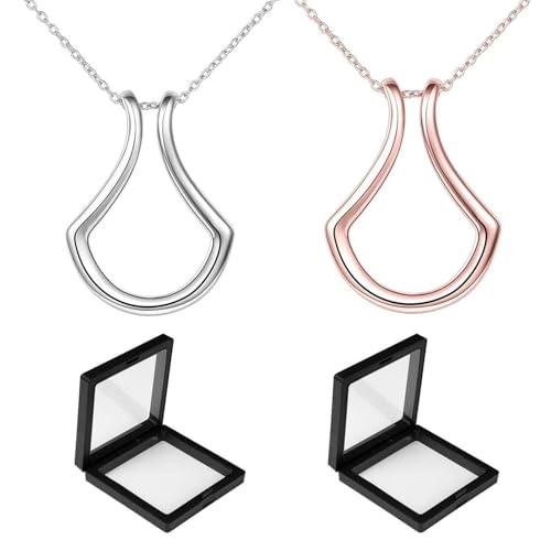 OVDGWC Ollar De Soporte De Anillo De 2 Partes, Caja De Escalera De Joyería De 2 Partes, Collar De Metal De Cuerpo Sólido Simple, Joyería De Moda para Mujeres, Collar Creativo De Remolque