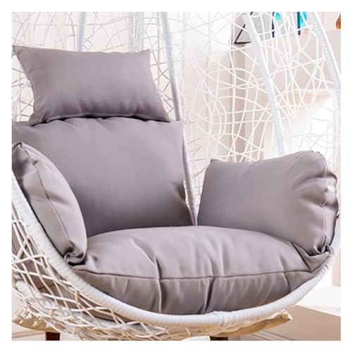 Soft Washable Egg Chair Cushion Replacement Hanging Outdoor Cocoon Egg Hammock Chair Cushion with Headrest, Removable Cover for Patio Garden (Color : Light Grey)