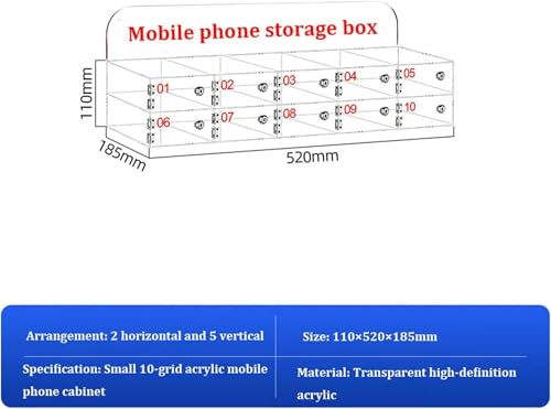 Armario para móviles de pared con 10 compartimentos de acrílico y llaves 3