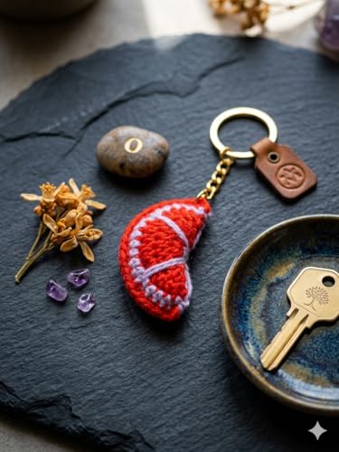 Image of Handmade Crochet Rose Flower Keychain for Women & Girls, Cute Red Flower Key Ring, Soft Yarn Knitted Charm, Romantic Gift, Bag Accessory, Car Key Holder, Aesthetic Handmade Gift