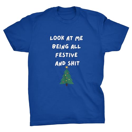 Viper Look at Me Being All Festive and Shit - Camiseta navideña divertida, azul, S
