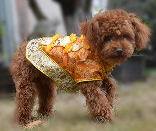 Lovelonglong 2019 Dog Costumes Cheongsam Qipao Dresses For Small Dogs Pet Tang Dynasty Costume For Cat Miniature Pinscher Maltese Xs Orange Flower #TOP7