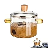 -Simmertopf, 1600 ml, transparent, hitzebeständig, schnell erhitzt, Kochgeschirr aus mit Deckel, für Soße, Küche, Herd, Suppe, Nudeln, Tee