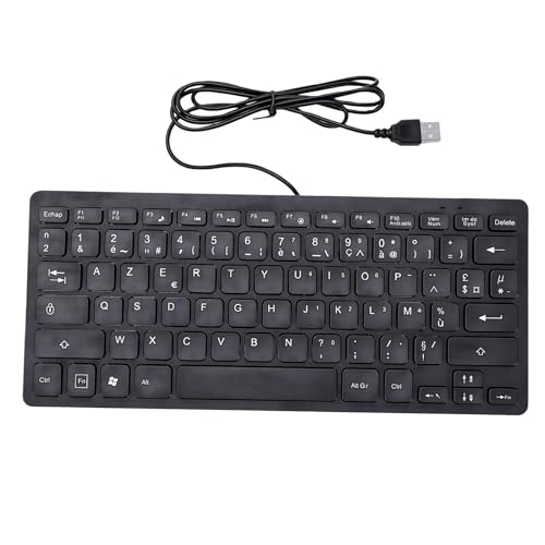 Bewinner Teclado USB con Cable de 78 Teclas en Idioma Minoritario con Teclas de Acceso Directo Multimedia, Teclado de Computadora Compacto para Computadora Portátil, Escritorio, Smart TV, (Francés)