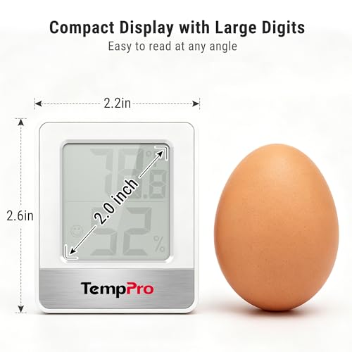 TempPro TempAir Digital Hygrometer Indoor Thermometer Humidity Meter | Room Thermometer with Temperature and Humidity Monitor, Mini Indoor Hygrometer for Home, Greenhouse, Cellar, Office, Bedroom view 4