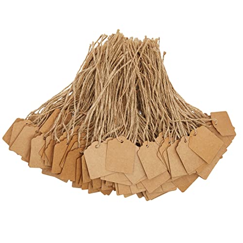 image for Juvale 1000-Pack Kraft Paper Gift Tags with Jute Twine String, Blank M