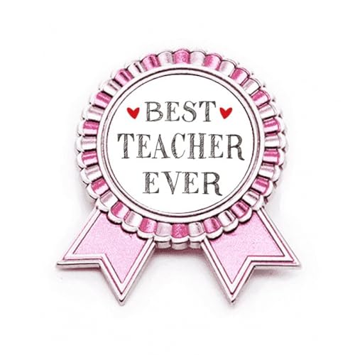 Broche Best Teacher Ever en métal rose, le symbole de gratitude