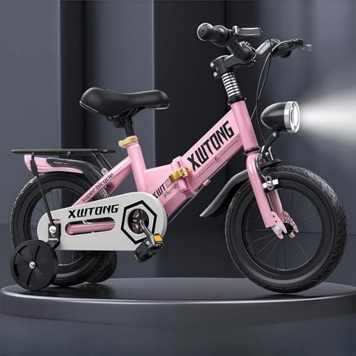 【Banefu】子供用自転車 12/14/16/18インチ、 LEDサーチライト 補助輪付きカゴ付き 高炭素鋼 折りたたみ式 安全耐久性 可愛い バランストレーニング 高さ調節可能 組み立て簡単 2 〜 8歳 低学年 女の子 男の子 小学生 人気 誕生日