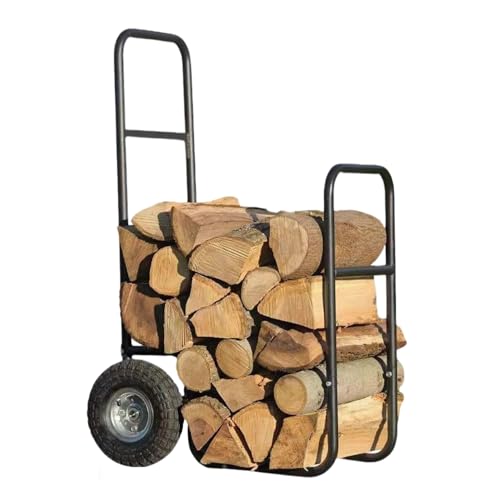 Carro para Leña con Ruedas, Carretilla Leños,109x70x30 cm, Transportador de Metal para Troncos, Carro Leña Interior y Exterior,Carga hasta 100 kg