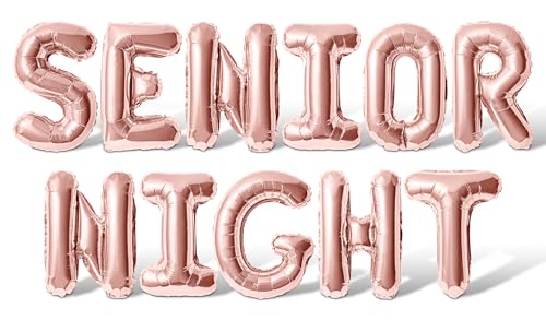 Letter Balloons - SENIOR NIGHT 16" Inch Alphabet Letters Foil Mylar Balloon Senior Night Party Banner (Rose Gold)